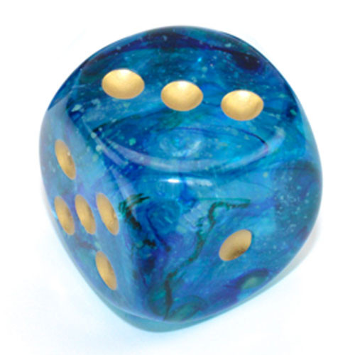 Dice: Chessex - Nebula - 30mm D6 - Luminary, Oceanic/Gold (حجر النرد)