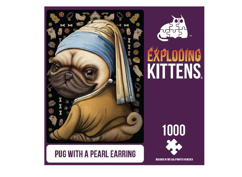 Jigsaw Puzzle: Exploding Kittens - Pug with a Pearl Earring (1000 Pieces) (أحجية الصورة المقطوعة)