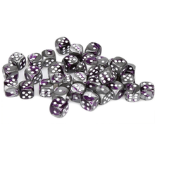 Dice: Chessex - Gemini - 12mm D6, Purple-Steel/White [x36] (حجر النرد)