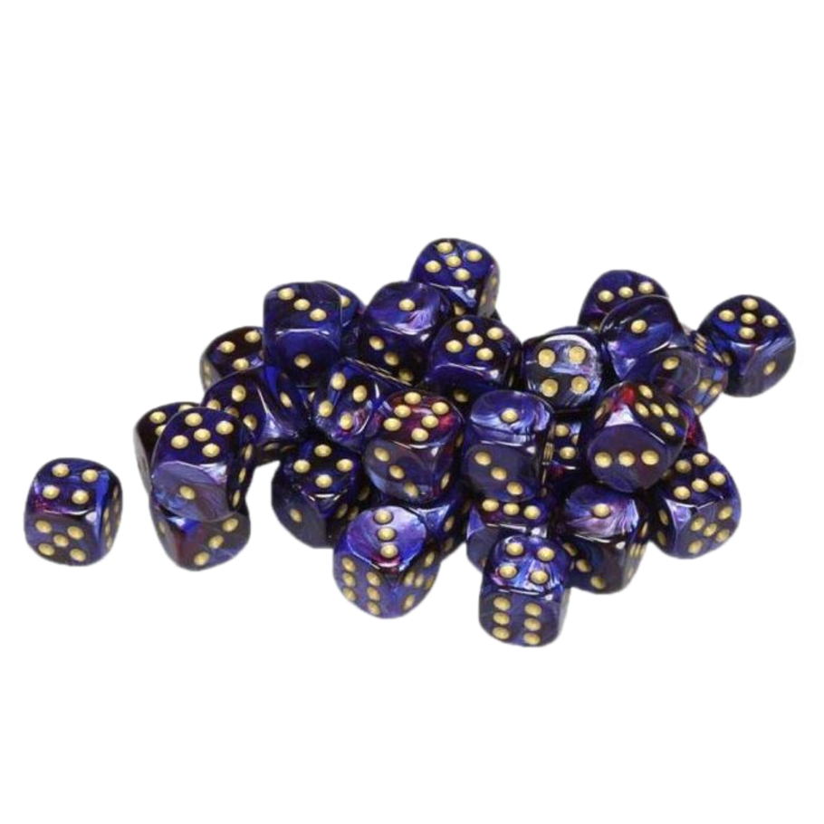 Dice: Chessex - Scarab - 12mm D6, Royal Blue/Gold [x36] (حجر النرد)